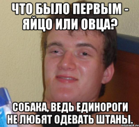 что было первым - яйцо или овца? собака, ведь единороги не любят одевать штаны.