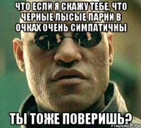 что если я скажу тебе, что черные лысые парни в очках очень симпатичны ты тоже поверишь?