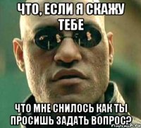 что, если я скажу тебе что мне снилось как ты просишь задать вопрос?