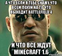 а что если я тебе скажу что всем похуй на то что выходит battlefield 4 и что все ждут minecraft 1.6