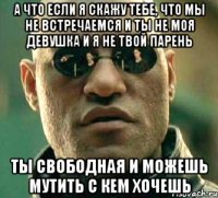 а что если я скажу тебе, что мы не встречаемся и ты не моя девушка и я не твой парень ты свободная и можешь мутить с кем хочешь