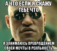 а что если я скажу тебе что я занимаюсь превращением своей мечты в реальность.