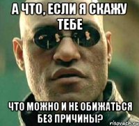 а что, если я скажу тебе что можно и не обижаться без причины?