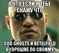 a что если я тебе скажу что cod ghosts и betelfield 4 хорошие по своиму