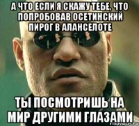 а что если я скажу тебе, что попробовав осетинский пирог в аланселоте ты посмотришь на мир другими глазами