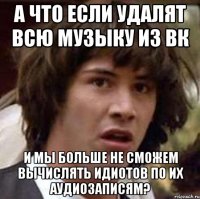 а что если удалят всю музыку из вк и мы больше не сможем вычислять идиотов по их аудиозаписям?