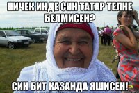 ничек инде син татар телне белмисен? син бит казанда яшисен!