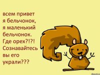 всем привет я бельчонок, я маленький бельчонок. Где орех?!?! Сознавайтесь вы его украли???