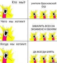 учителя бросковской ОШ завалить всех на экзамене к ебеням да всегда блять