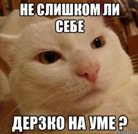 не слишком ли себе дерзко на уме ?