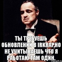 Ты требуешь обновлений в IrkRap,но не учитываешь что я работаю там один.