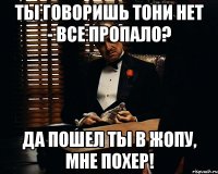 ты говоришь тони нет - все пропало? да пошел ты в жопу, мне похер!