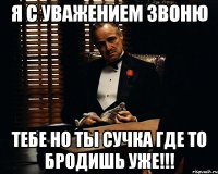 я с уважением звоню тебе но ты сучка где то бродишь уже!!!