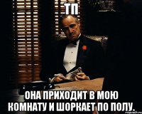 тп она приходит в мою комнату и шоркает по полу.