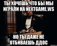 ты хочешь что бы мы играли на nextgame.ws но ты даже не отбиваешь ддос