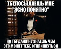 ты посылаешь мне "ясно понятно" но ты даже не знаешь чем это может тебе откликнуться