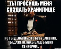 ты просишь меня создать хранилище но ты делаешь это без уважения, ты даже не нахываешь меня сениором...