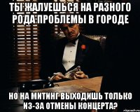 ты жалуешься на разного рода проблемы в городе но на митинг выходишь только из-за отмены концерта?