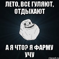 лето, все гуляют, отдыхают а я что? я фарму учу