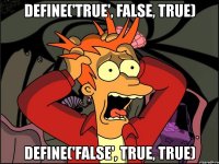 define('true', false, true) define('false', true, true)