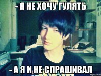 - я не хочу гулять - а я и не спрашивал