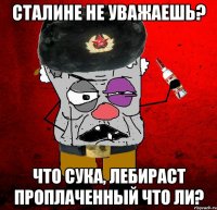 сталине не уважаешь? что сука, лебираст проплаченный что ли?