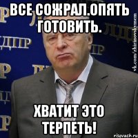 все сожрал.опять готовить. хватит это терпеть!