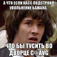 а что если касс подстроил увольнение бажана, что бы тусить во дворце с #avg