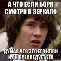 а что если боря смотри в зеркало думая что это его клон и он преследует его