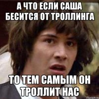 а что если саша бесится от троллинга то тем самым он троллит нас