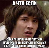 а что если они специально не платили налоги,чтобы попасть в тюрьму и быть там главными петухами