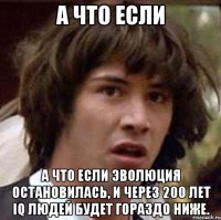 а что если а что если эволюция остановилась, и через 200 лет iq людей будет гораздо ниже.