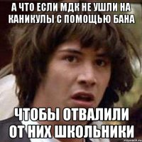 а что если мдк не ушли на каникулы с помощью бана чтобы отвалили от них школьники