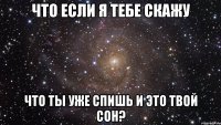 что если я тебе скажу что ты уже спишь и это твой сон?