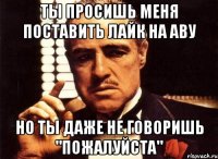 ты просишь меня поставить лайк на аву но ты даже не говоришь "пожалуйста"