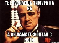 ты пускаешь тимура на вб а он ламает фонтан с ноги.