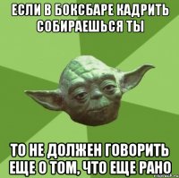 если в боксбаре кадрить собираешься ты то не должен говорить еще о том, что еще рано