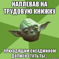 наплевав на трудовую книжку приходящим сисадмином должен стать ты...