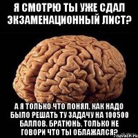 я смотрю ты уже сдал экзаменационный лист? а я только что понял, как надо было решать ту задачу на 100500 баллов. братюнь, только не говори что ты облажался?