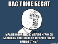 вас тоже бесят мрази которые обзывают игроков бомжами только из за того что они не имеют стим?