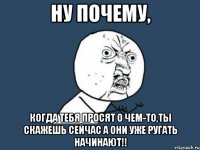 ну почему, когда тебя просят о чем-то,ты скажешь сейчас а они уже ругать начинают!!