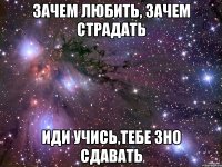 зачем любить, зачем страдать иди учись,тебе зно сдавать