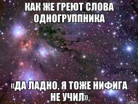 как же греют слова одногруппника «да ладно, я тоже нифига не учил»