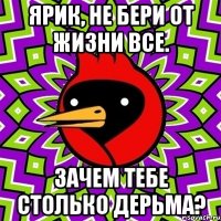 ярик, не бери от жизни все. зачем тебе столько дерьма?