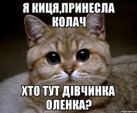 я киця,принесла колач хто тут дівчинка оленка?