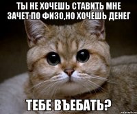 ты не хочешь ставить мне зачет по физо,но хочешь денег тебе въебать?