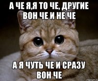 а че я,я то че, другие вон че и не че а я чуть че и сразу вон че