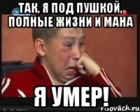 так, я под пушкой, полные жизни и мана я умер!