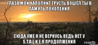глаза мои наполнит грусть вошёл ты в память поколения сюда уже я не вернусь ведь нет у s.t.a.l.k.e.r продолжения