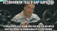 установили тебе в бар-барбэка чтобы он резал лайм,чистил мяту и натирал посуду,пока ты общаешься с телочками!